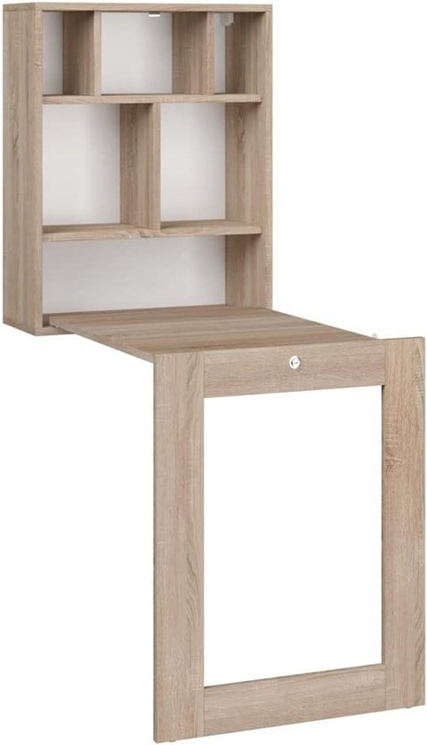 Inklapbaar Bureau - 83x54x76 Cm, Bruin Bamboe, Met Boekenplank, Voor Thuis, 15-20 Kg Draagkracht