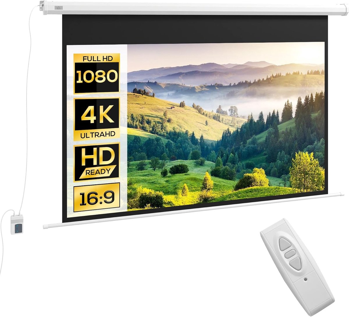 Elektrisch Projectiescherm 266x149 cm | 16:9 Formaat | Met Afstandsbediening voor Thuisbioscoop & Presentaties