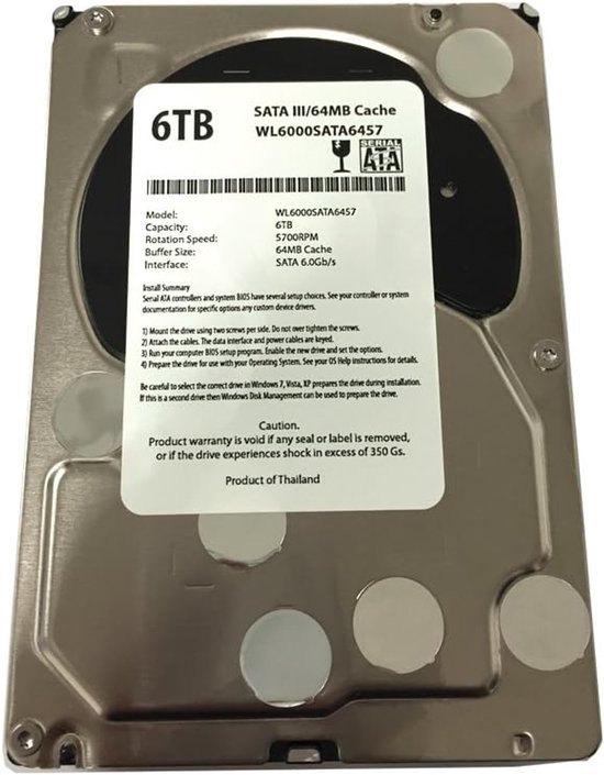 Interne Harde Schijf - Opslagmedium Schijf - Desktop PC NAS - 6TB Capaciteit 5700 RPM - 35 inch van Merkloos — afbeelding 5