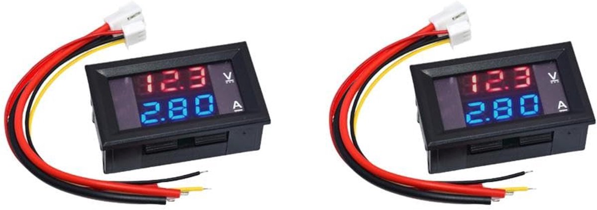 Digitale Stroommeter - Spanning Ampère Tester - Elektrische Metingen - Dubbel LED Display - 0-100V 1-100A - Zwart