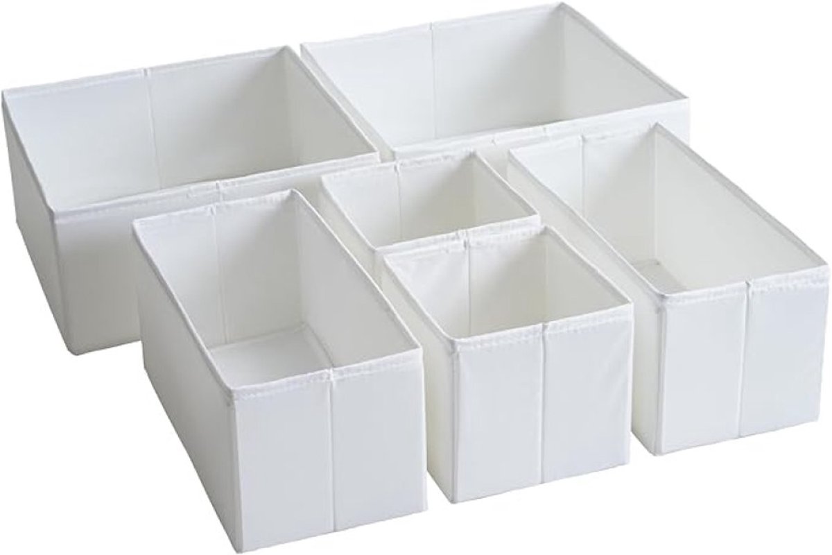Set van 6 opbergdozen met stevig frame voor ladeorganisatie