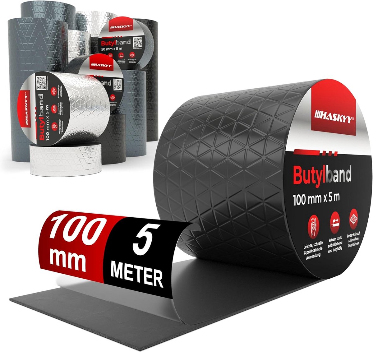 Waterdichte Butylband Zwart 10cm x 5m met Aluminiumfolie - Zelfklevend Afdichtingsmateriaal