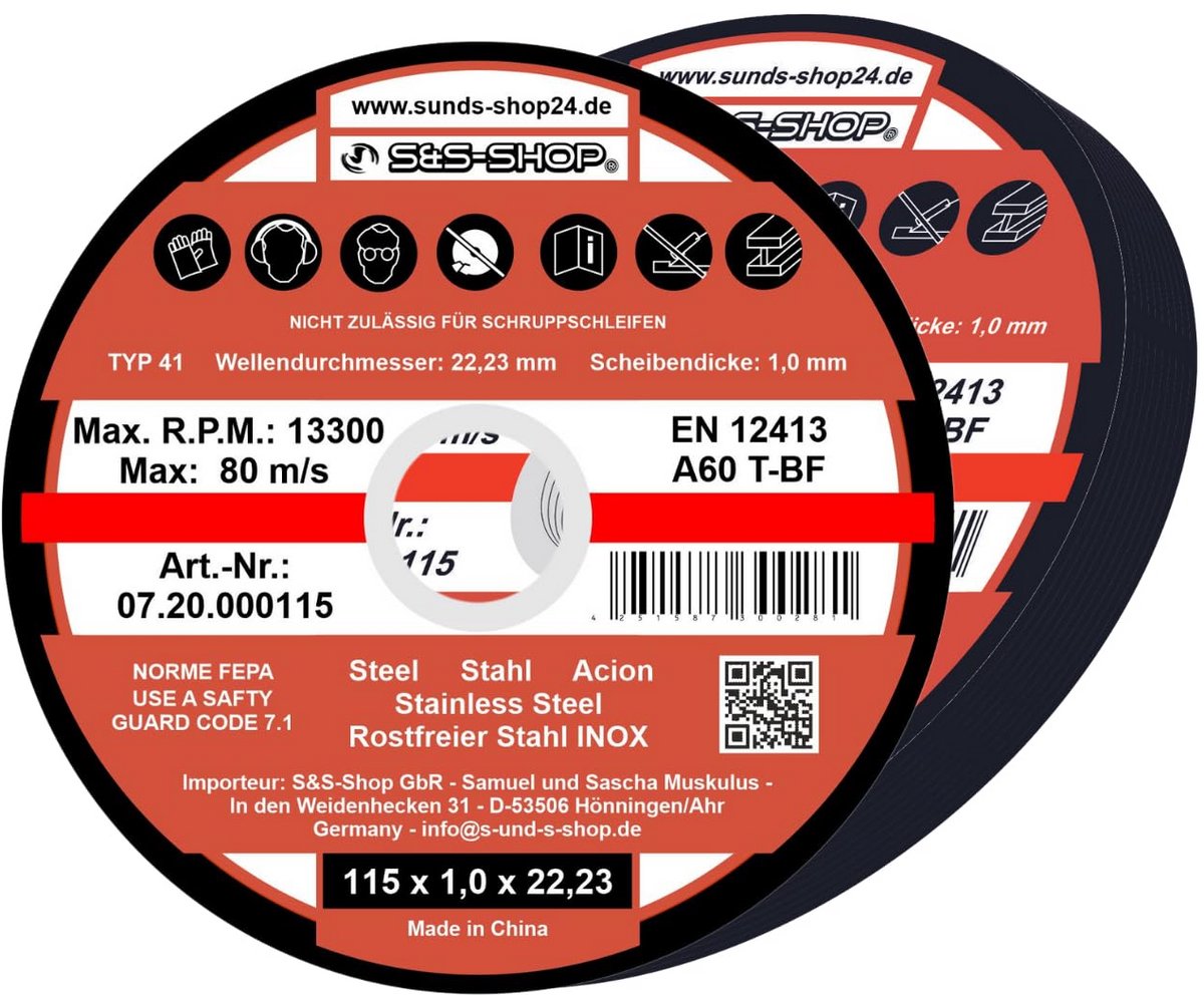 Set van 10 Doorslijpschijven voor Metaal - 115 mm Diameter - Geschikt voor Haakse Slijpers