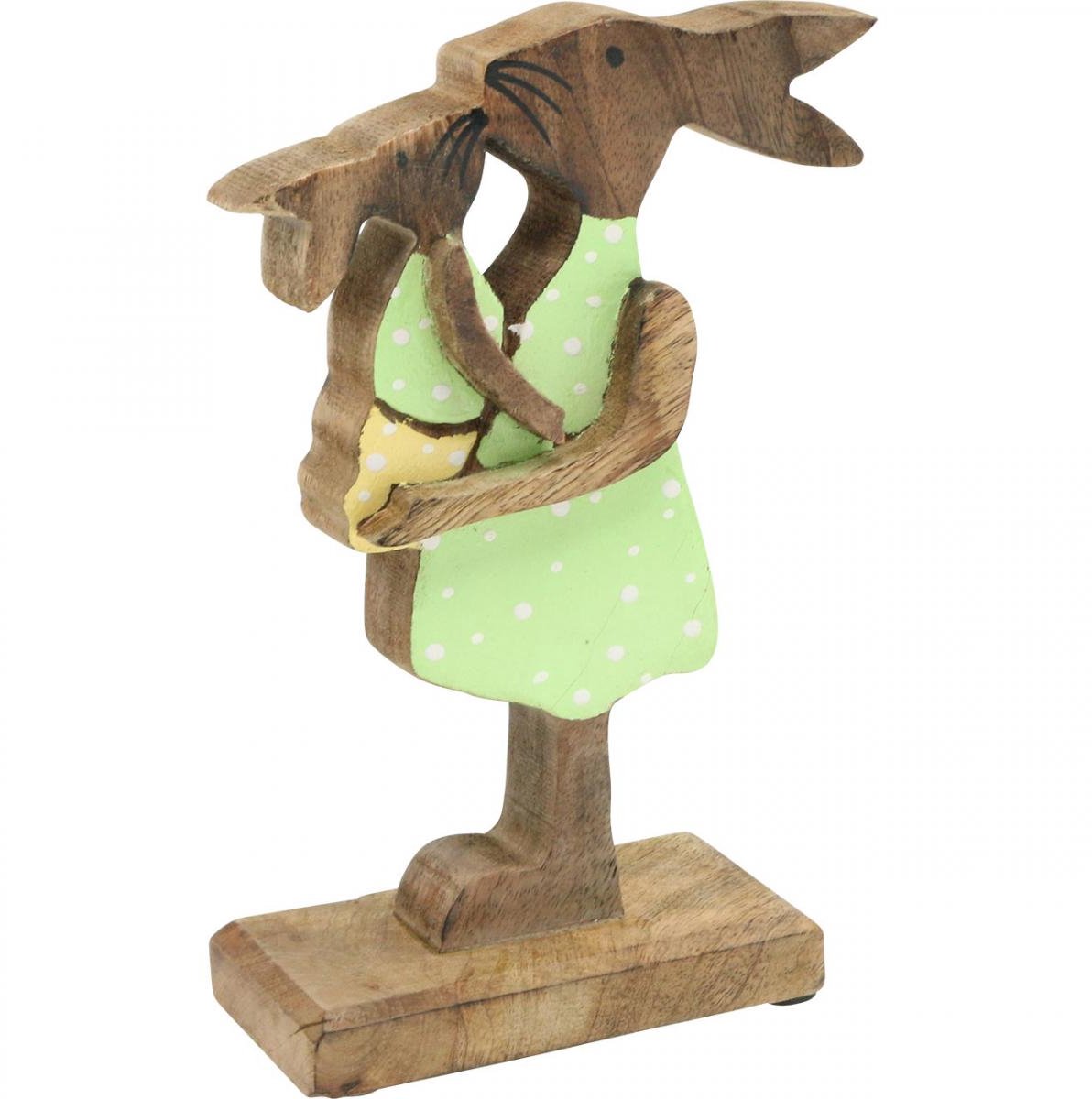 Konijn moeder met kind, paasdecoratie, lente, paashaas van hout, natur