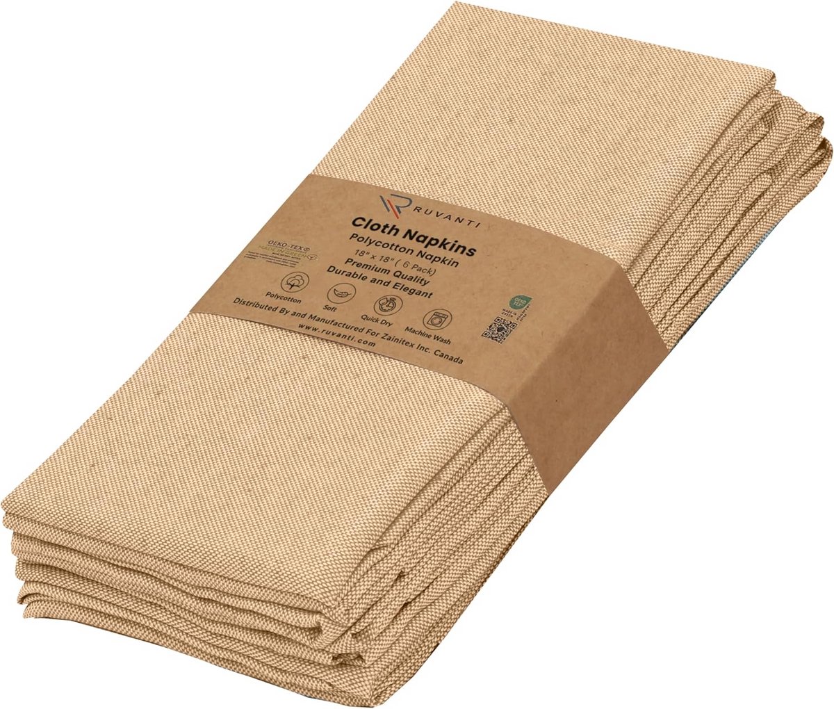 Set van 6 Stoffen Servetten Polycotton Wasbaar en Herbruikbaar voor Dineren en Feesten