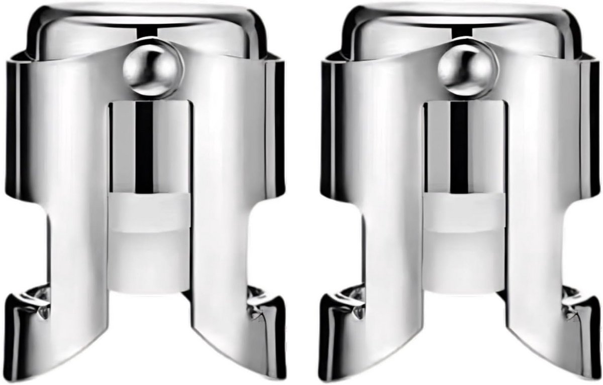 Lekvrije Champagne Stopper Set Roestvrij Staal & Siliconen voor Mousserende Wijn (2 Stuks)
