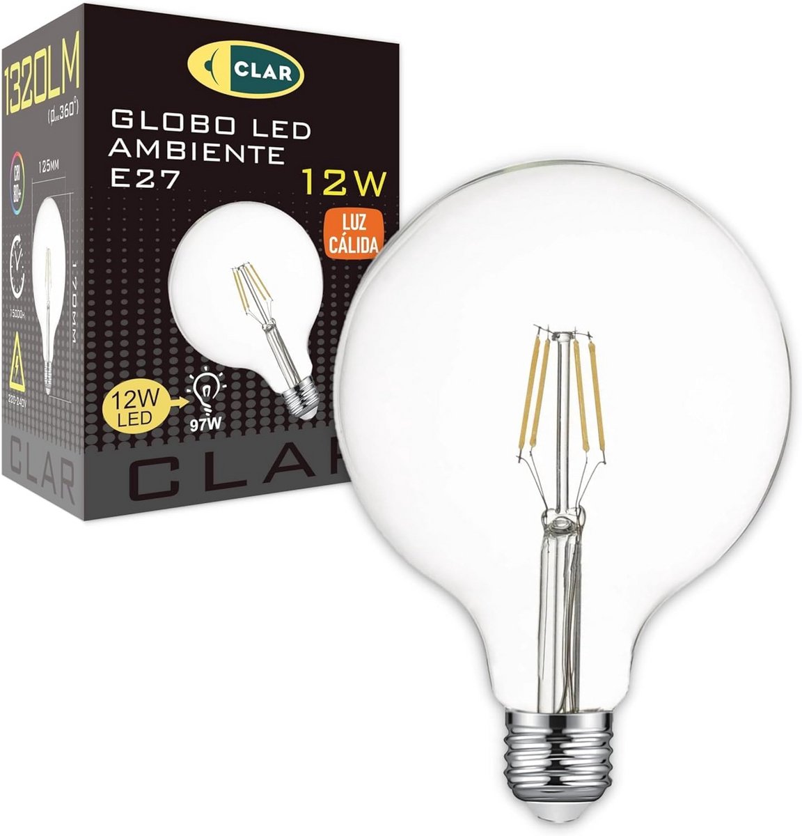 Grote LED Gloeilamp E27 Filamente Warm Wit Groot Vintage Design 12W