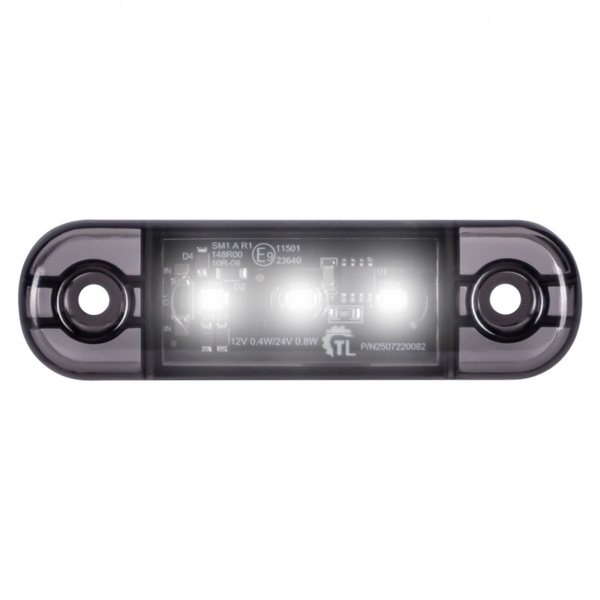 led zijmarkeringslamp donker wit 3x led - contourlamp - zijlamp - markeringslamp