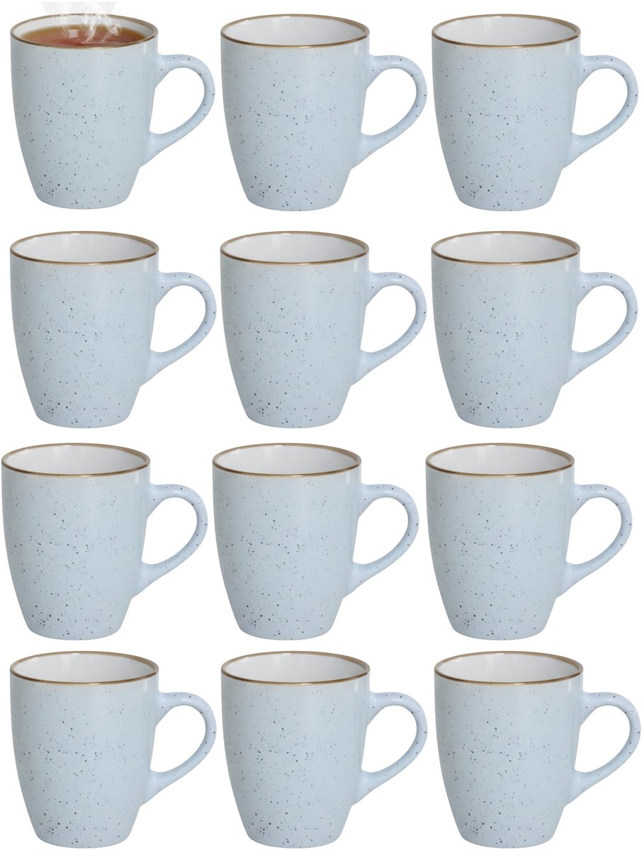 Gerimport Koffie / thee mok Sweets - 12x stuks - blauw - 350 ml - keramiek