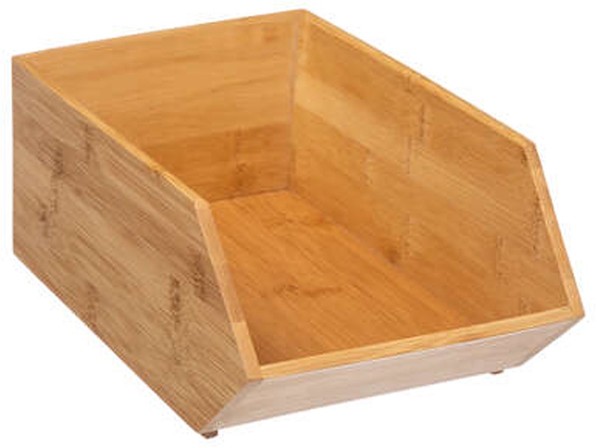 Home & Styling Stapelbare opbergmand - 3x - 18 x 31 x 12 cm - bamboe hout - lichtbruin - open organizer — cadeau in Cadeau-ideeën - foto 4