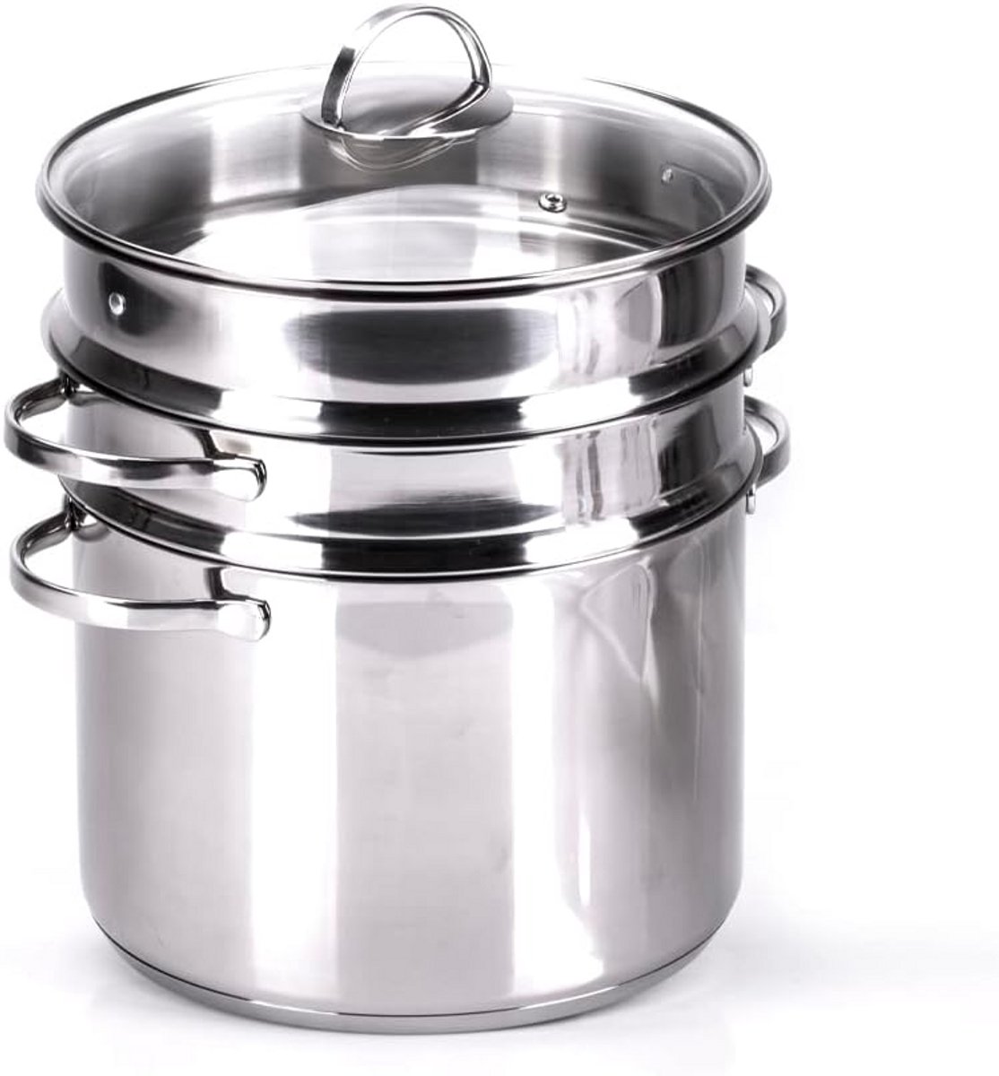 Pastapan RVS 24 cm met Dubbele Mand en Stoominzet - Geschikt voor Inductie