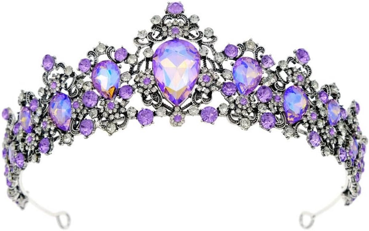 Blauwe Kristallen Tiara voor Dames en Meisjes - Bruiloft en Feest Hoofdtooi