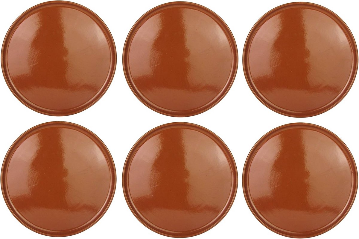 Set van 6 Mediterrane Pizzaborden van Klei Ø 32cm