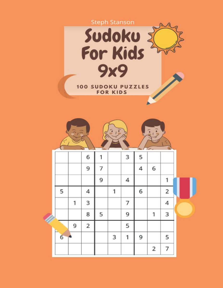 Sudoku Werkboek voor Kinderen 9x9 - 100 Puzzels met Oplossingen - Groot Lettertype