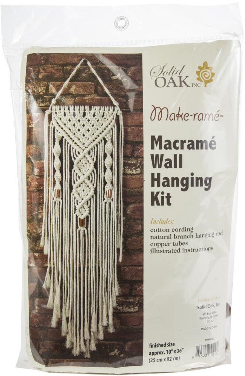 Solid Oak macramé kit dubbele spiralen wanddecoratie 25x92 cm katoen.