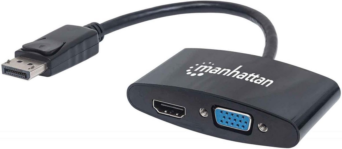 DisplayPort naar HDMI en VGA Adapter 2-in-1 Zwart 4K Ondersteuning