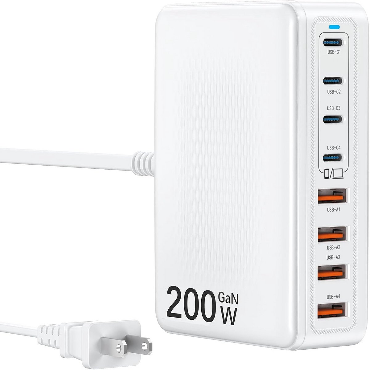 Krachtige 200W USB-C Snellader Hub met Meerdere Poorten voor Laptop en Telefoon
