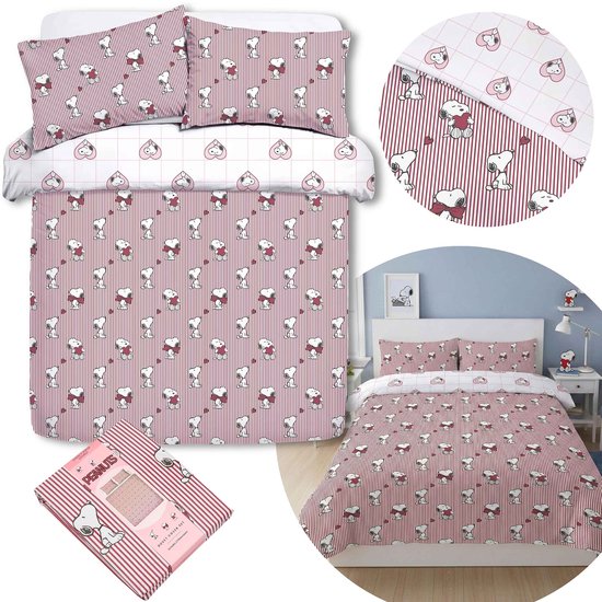 Joanna & Seasons Roze beddengoed met ruches tweepersoons en witte