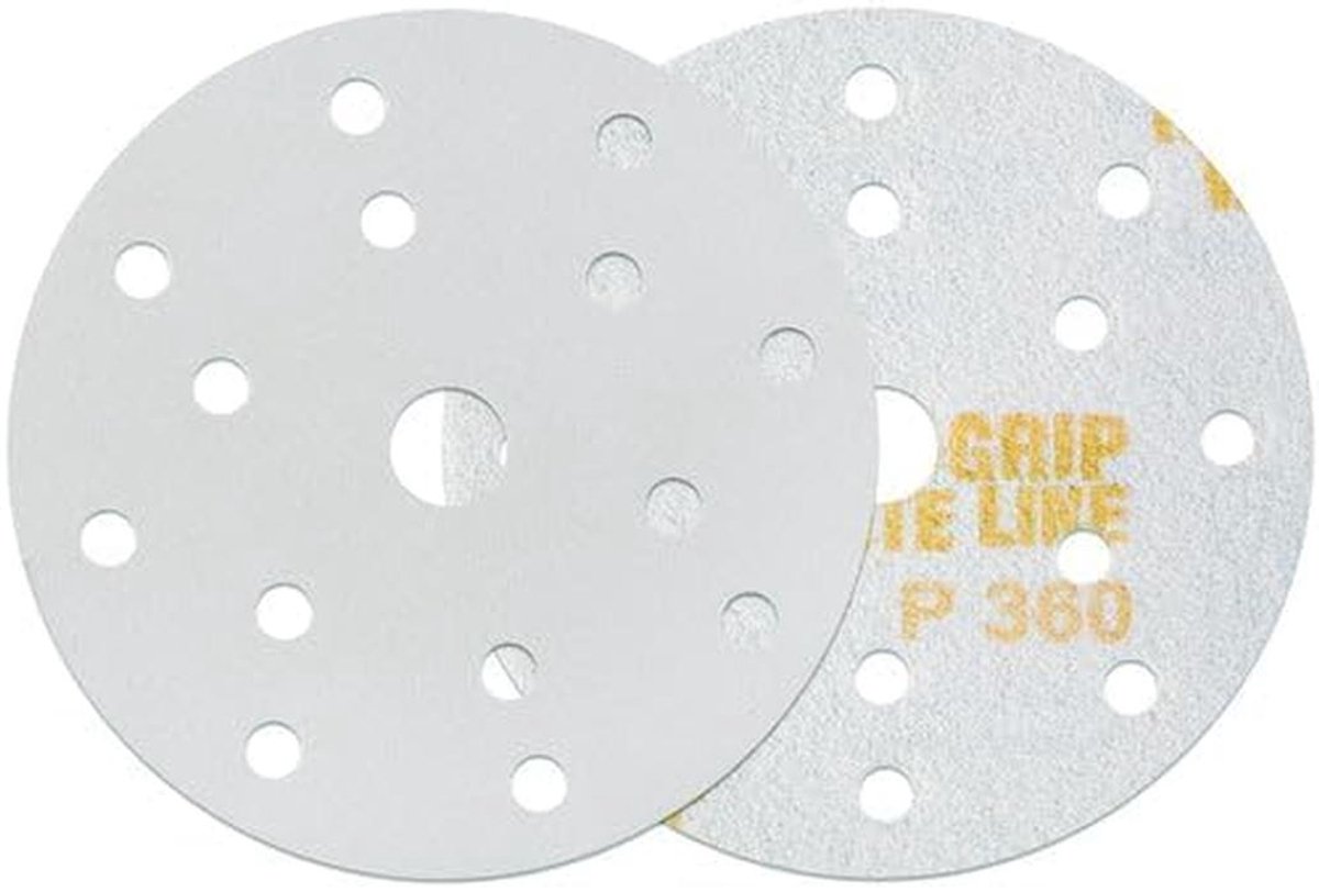 Schuurschijven Wit 150mm P220 15 Gaten Klittenband voor Droog Schuren