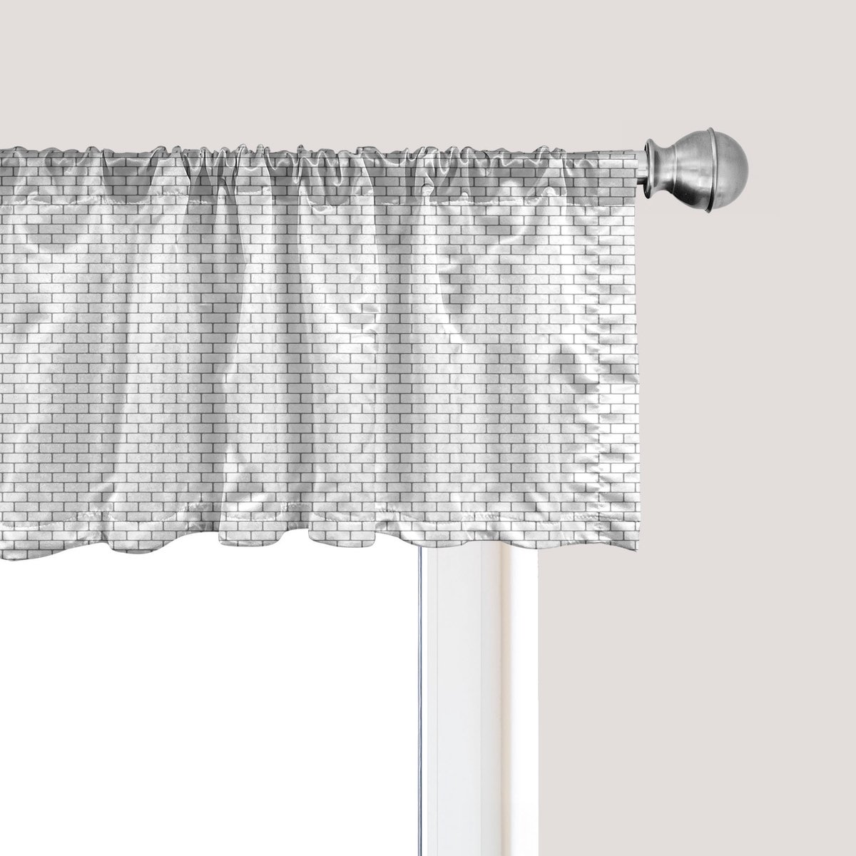 ABAKUHAUS Bakstenen Raamvalletje, Gordijnvalletje voor Keuken en Slaapkamer met Tunnelzoom, 137 cm x 30 cm, Lichtgrijs en Wit