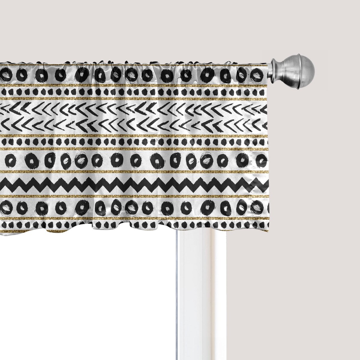 ABAKUHAUS Gestreept raamvalletje, gordijnvalletje voor keuken en slaapkamer met tunnelzoom, 137 cm x 45 cm, zwart geel