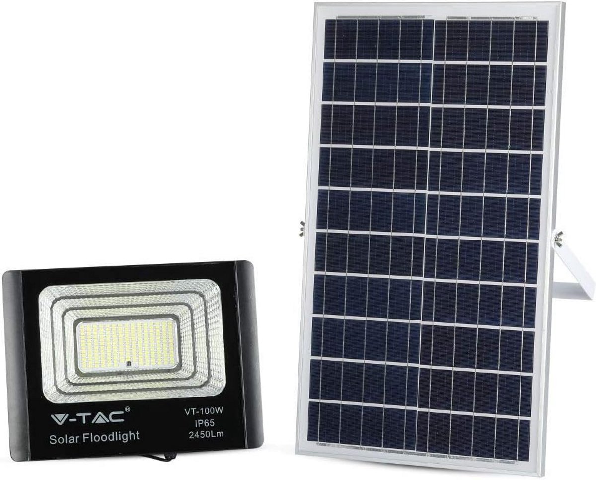 Krachtige 35W LED Buitenlamp met Zonnepaneel en Afstandsbediening - 2450 Lumen Koud Wit