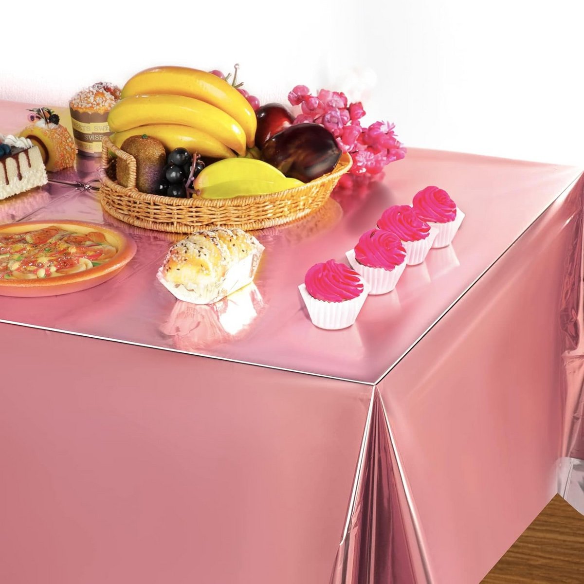 Groot Metallic Tafelkleed Rosé Goud voor Feest, Kerst en Verjaardag (137x274cm)