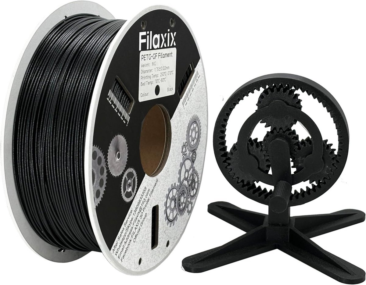 Glasvezel PETG Filament 1.75mm Zwart Hoge Kwaliteit voor 3D Printers