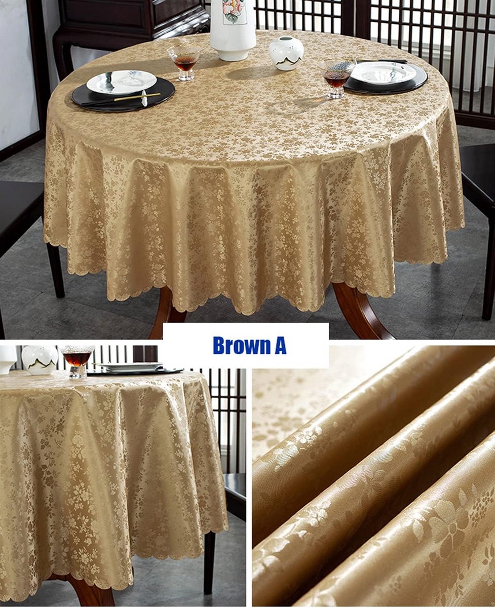 Waterdicht PU Rond Tafelkleed Europees Stijl 220 cm Diameter met Reliëf