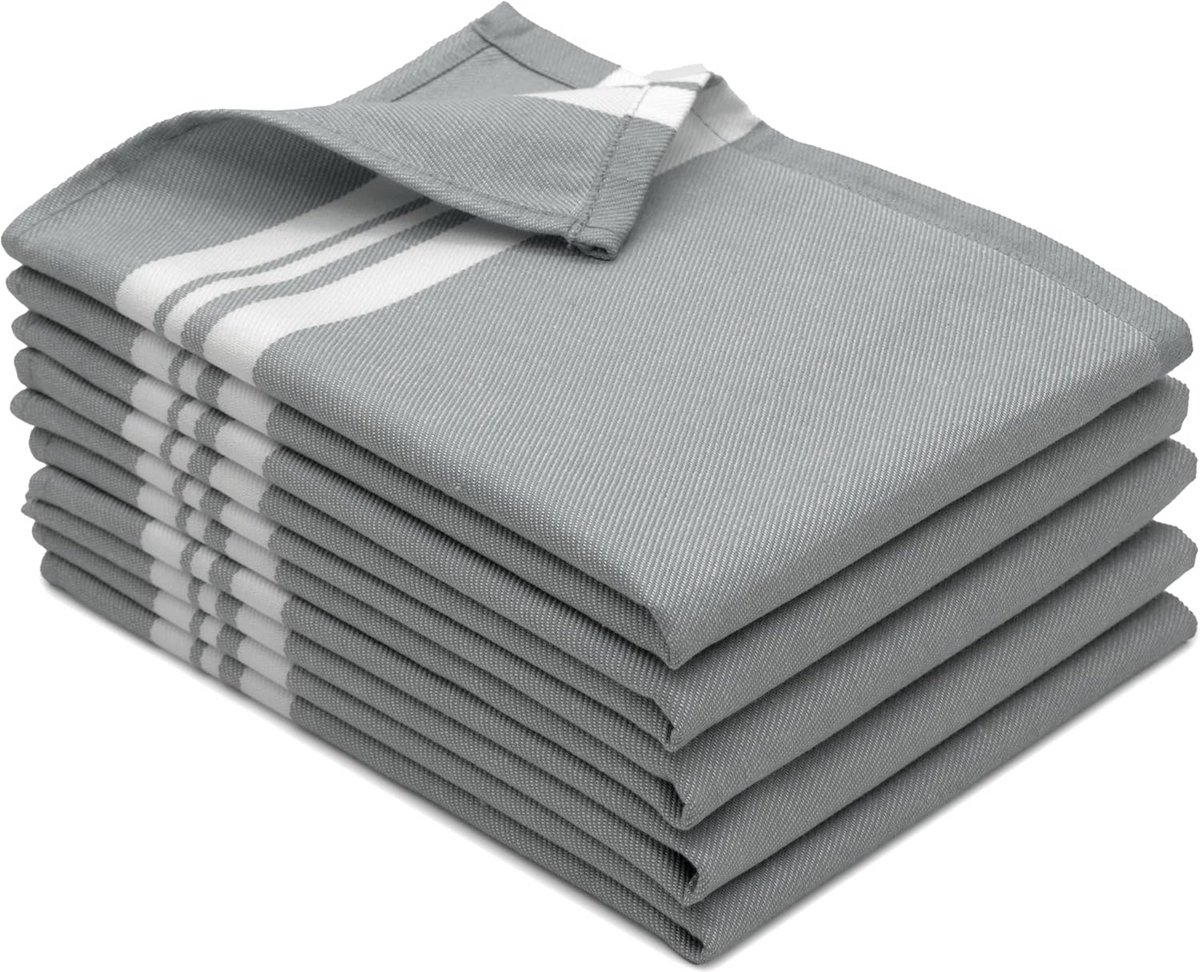 Set van 5 Keukendoeken Theedoeken in Beige Wit Gestreept - 100% Katoen, 50x70 cm