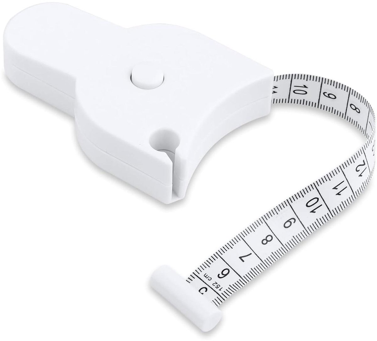 TuseRxln Omtrekmeter - Meetlint Lichaam - Zelfspannend En Automatisch In Te Trekken - 1 Stuk - Voor Fitness En Naaien Wit