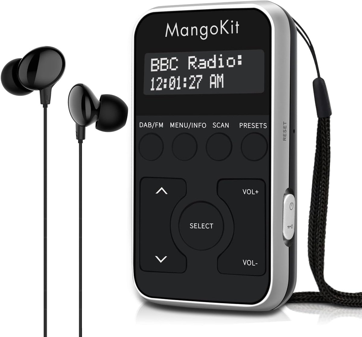 Draagbare Pocket DAB/DAB+ en FM Radio - Mini Digitale Radio met Oplaadbare Batterij, 20 Zendervoorkeuren, Vergrendeling en Oortelefoon - Zilver