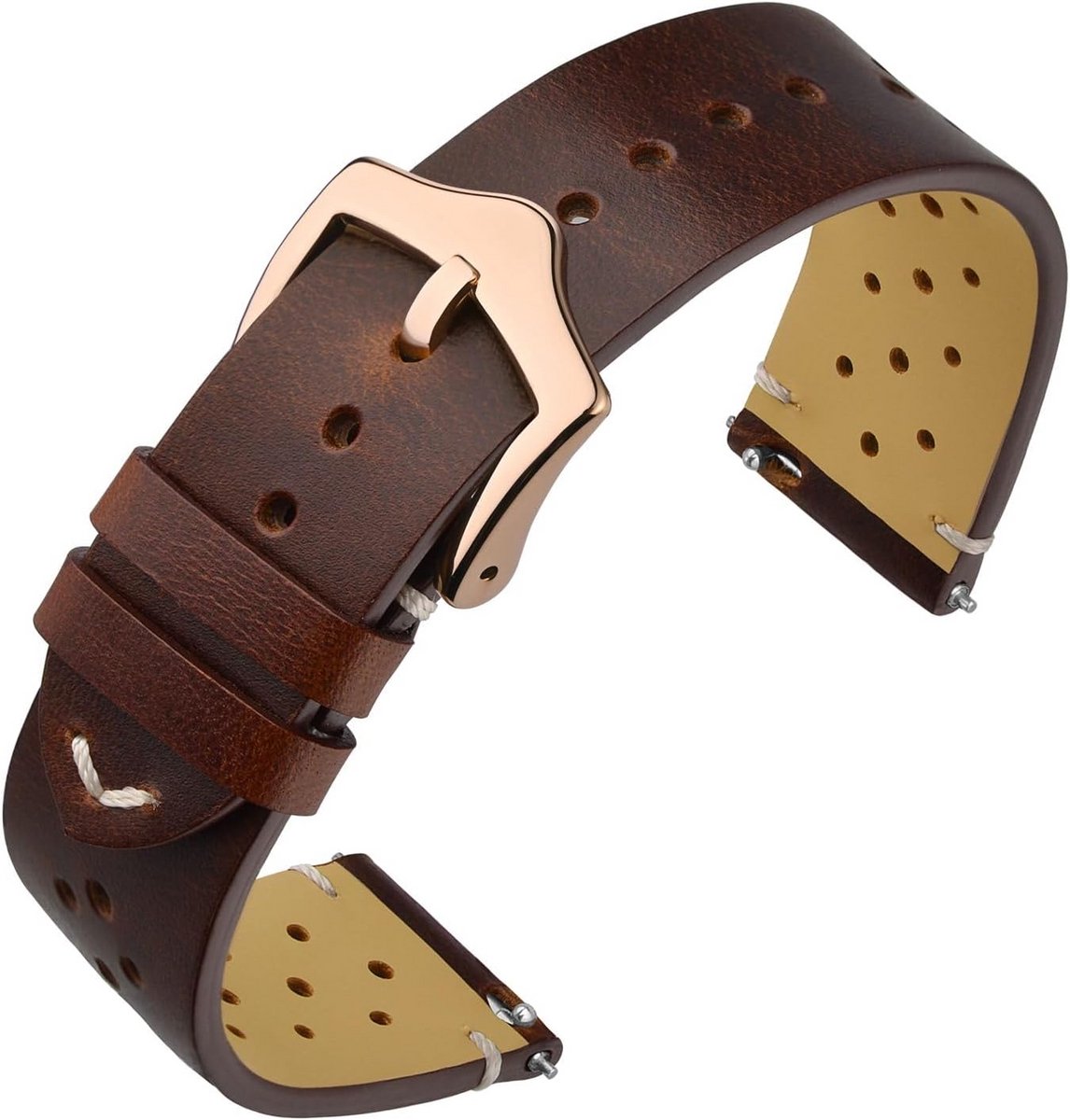 Vintage Leren Horlogeband Quick Release 18-22mm Vervangende Band