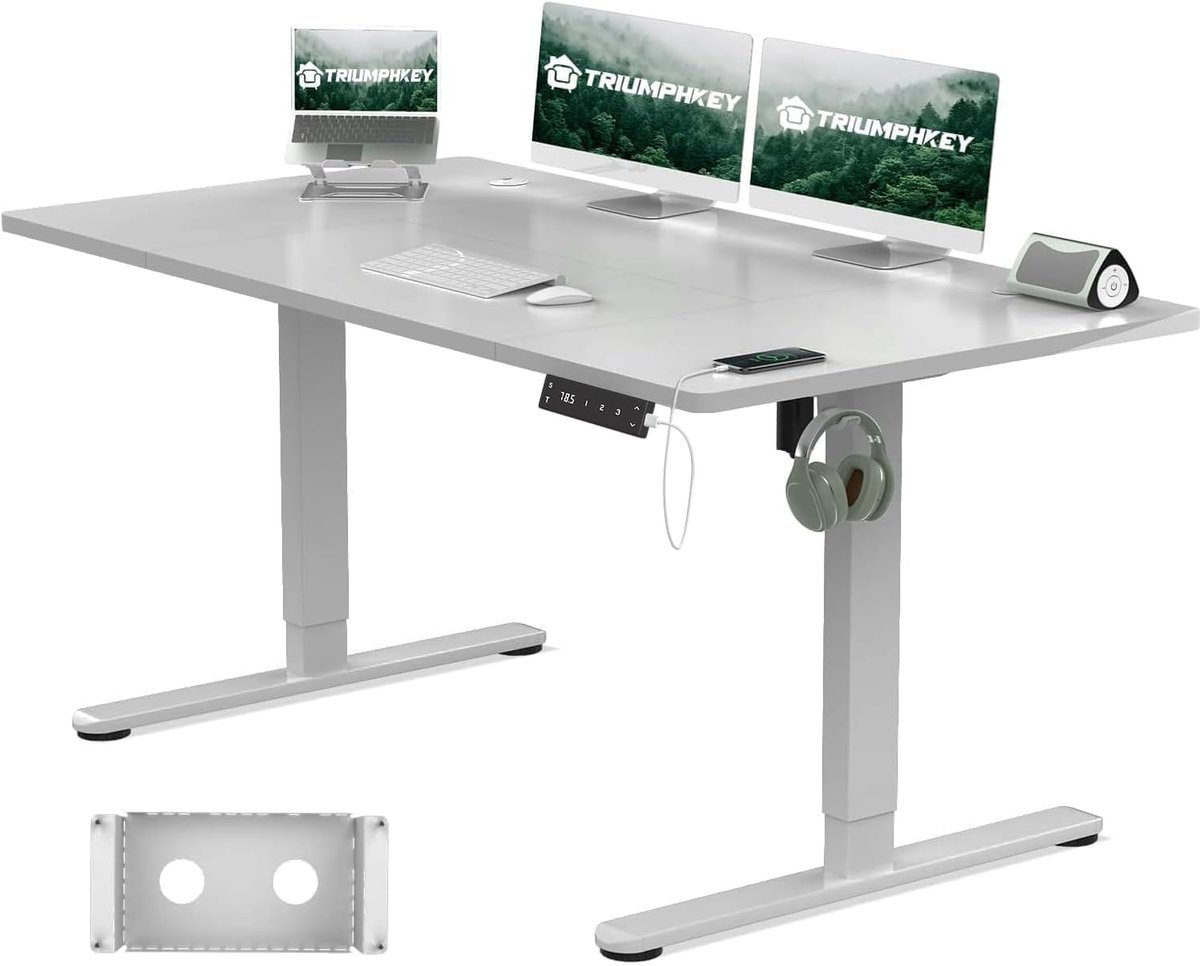 Elektrisch in Hoogte Verstelbaar Bureau 180x80 cm met Oplaadpoort en Kabelmanagement