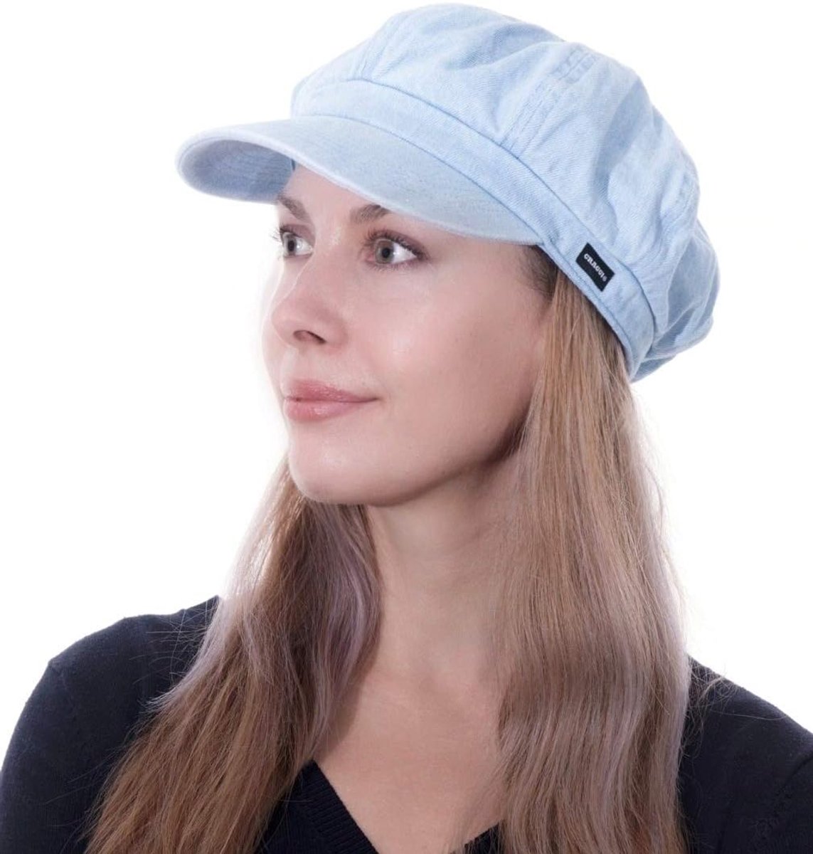 Washed Denim Baker Boy Cap voor Dames in Nautical Blue, 57-62 cm - Casual Hoofddeksel