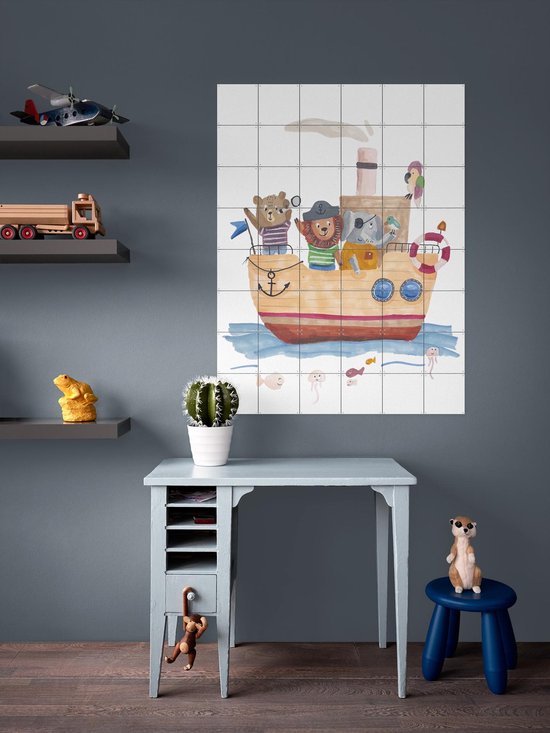 IXXI Bootfeest, Adams Arts - 80 x 100 cm - Gratis ophangtool - Grote wanddecoratie en posters - Illustraties, Speels, Aquarel, Fantasierijk