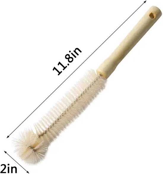 Flessenborstel - Babyfles afwasborstel - Drinkflesborstell - Hout - Schoonmaakborstel-Lange Fles Borstel - Fles afwasborstel - Flessenreiniger - Flessenrager, Afwasborstel Drinkfles en Glazenborstel - 30cm van Merkloos — afbeelding 5