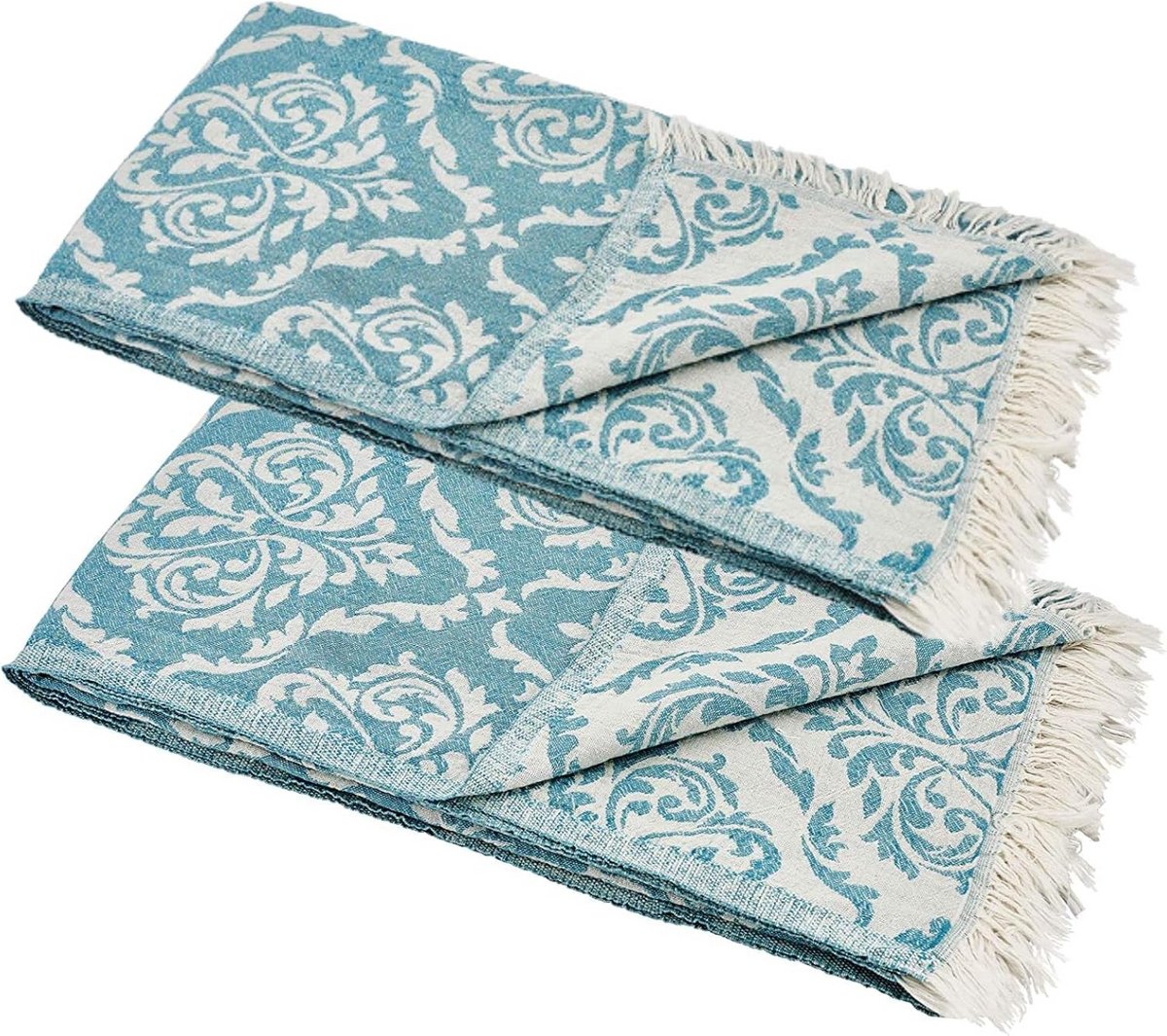 Set van 2 Barok Katoenen Handdoeken Petrol 60x100 cm - Elegant en Licht