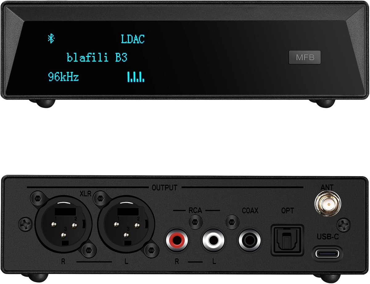 Bluetooth 5.1 Muziekontvanger met LDAC aptX HD DAC voor XLR RCA Optisch Coaxiaal