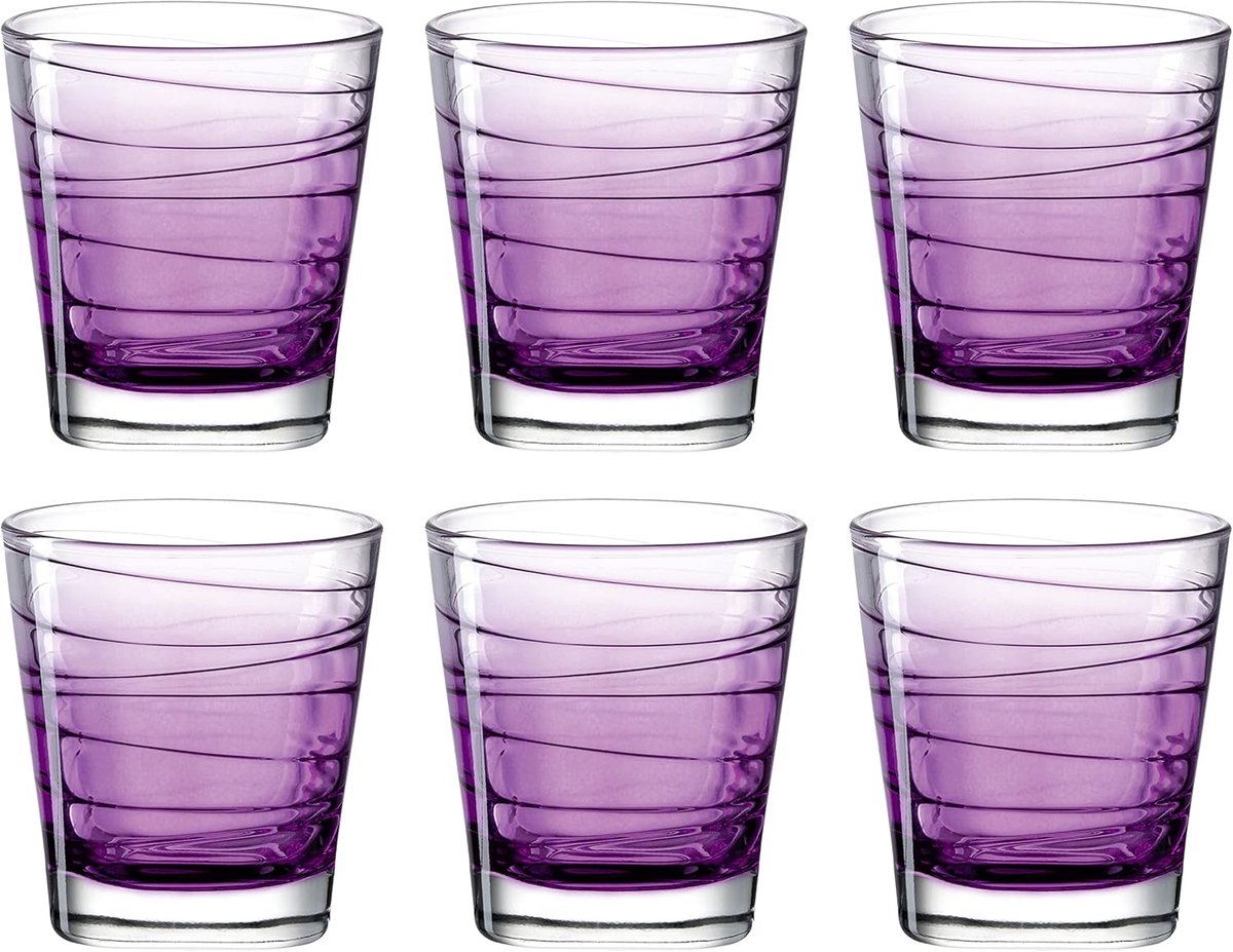 Set van 6 Drinkglazen Violet/Lila 250 ml - Vaatwasserbestendig Duits Kwaliteitsglas