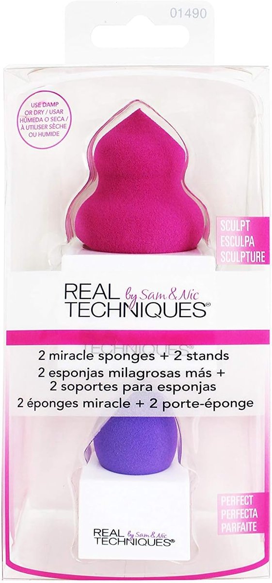 Set van 2 Make-up Sponzen met Standaards voor Foundation en Contouring