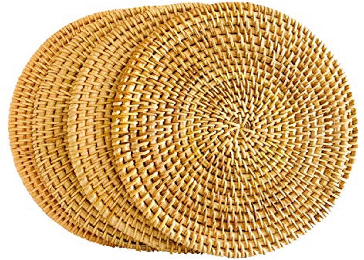 Gevlochten onderzetters voor hete gerechten, hittebestendige matten, 4-delige geschenkset – Uniek cadeau voor vrienden, housewarmings, verjaardagen, woonkamerdecoratie en kerstfeestjes (Φ 20 cm, 4 stuks)