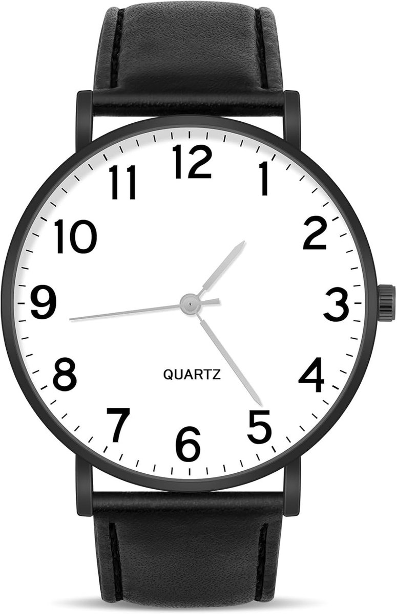 Heren Polshorloge - Analoge Klok - Dagelijks Gebruik - Krasbestendig Glas - 39mm Wijzerplaat - Zwart