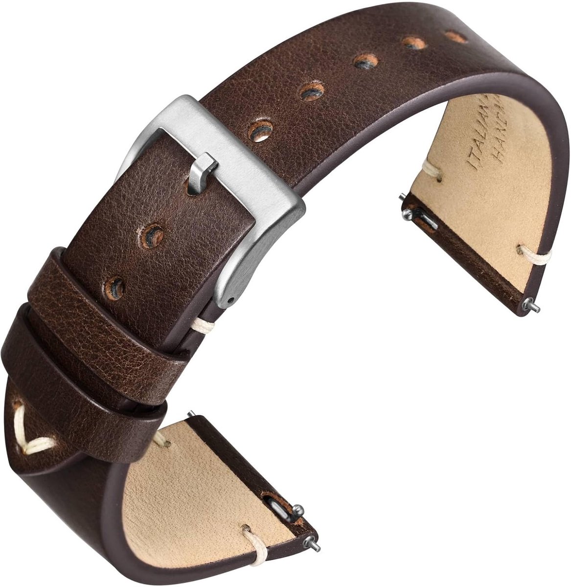 Vintage Italiaans Retroleer Horlogebandje Snel Verwijderbaar voor Dames en Heren