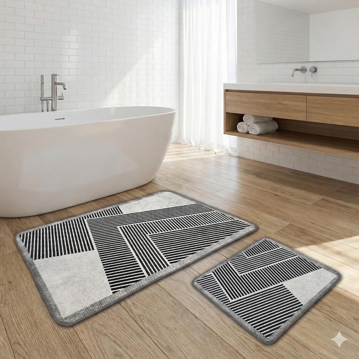 2-delige Badmatset Antislip en Waterabsorberend - Zachte Badspeelgoed voor Douche, Bad en