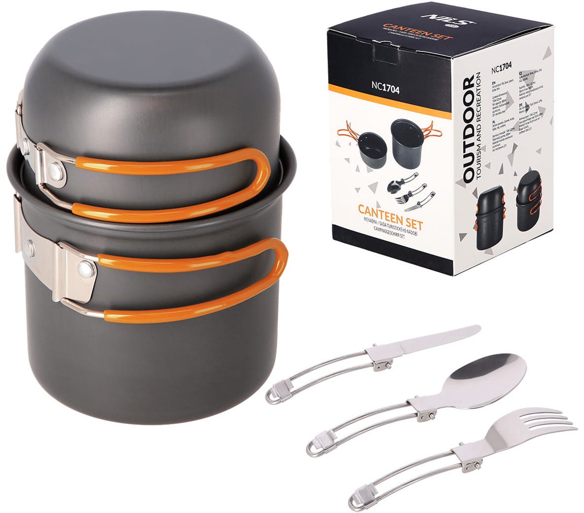 NILS CAMP NC1704 - Kookgerei Set - Anodiseerd Aluminium - 800ml - Inclusief Sloop
