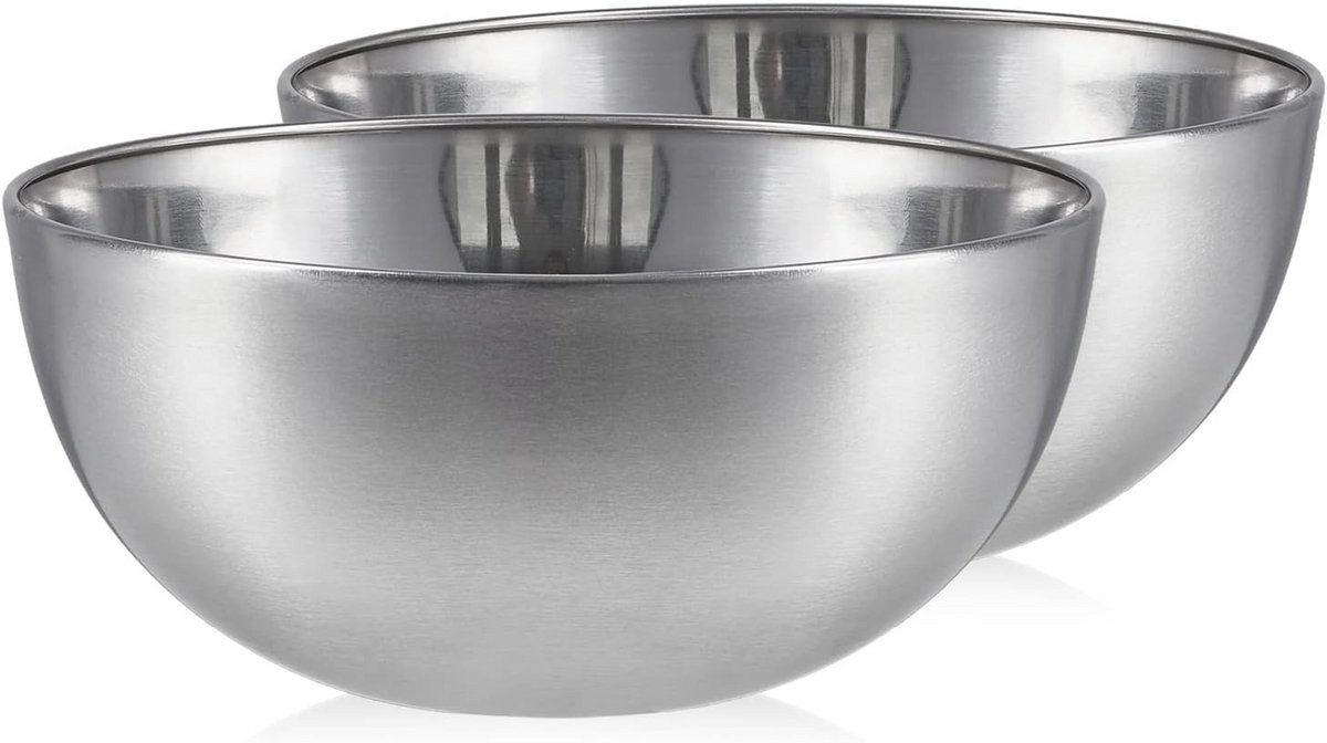 Set van 2 RVS Keukenkommen - Roestvrij Staal Meng- en Slakommen (Ø 20 cm)