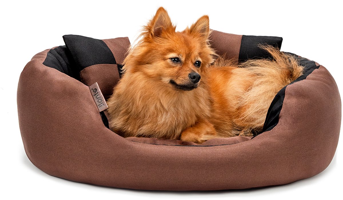 lionto Hondenbed omkeerbaar, waterafstotend & zacht, 65x50 cm zwart/bruin