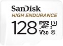 SanDisk High Endurance 128GB microSDXC kaart met V30 classificatie.