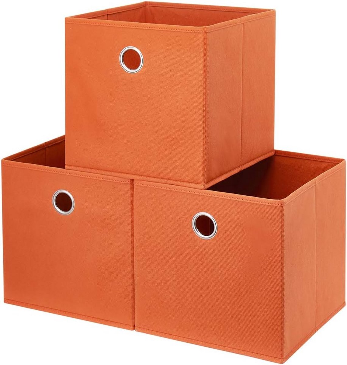 Set van 3 Oranje Opvouwbare Opbergbakken - Kubus Opslagdozen (30x30x30 cm)